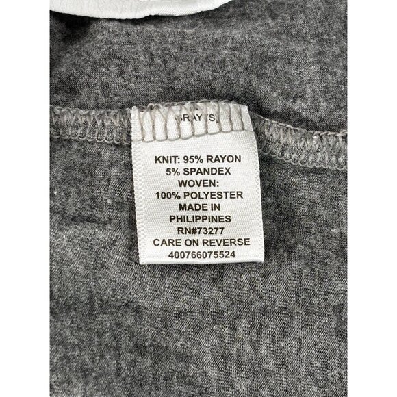 Gray & White 3/4 Sleeve Two-Tone Tunic Top With Collar Size S - Picture 5 of 10